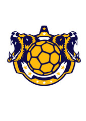 Obraz premium handball ours logo gueule ouverte dessin face cartoon club