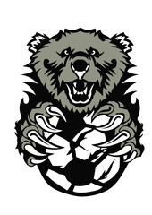 football ours gueule ouverte dessin face cartoon logo club