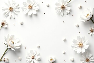 White seamless pattern with delicate floral elements on a soft background,  vintage,  design