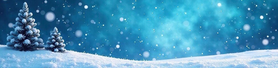 Winter landscape with a Christmas blue background covered in snow,  white,  scenery