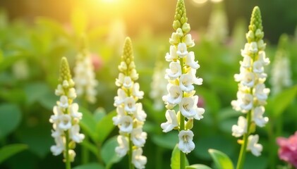 White snap dragons, also known as antirrhinum flowers, blooming beautifully under the summer sun,  summer,  snap dragons