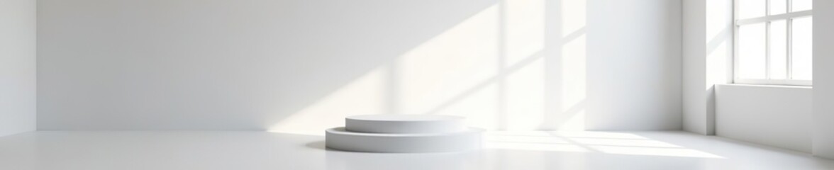 White studio room with light, shadow on 3d podium stand display for spring product design, minimalist scene mockup for winter, Christmas backdrop background,  Christmas,  shadow