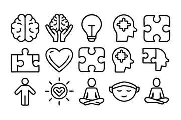 psychology and mental health blue editable stroke