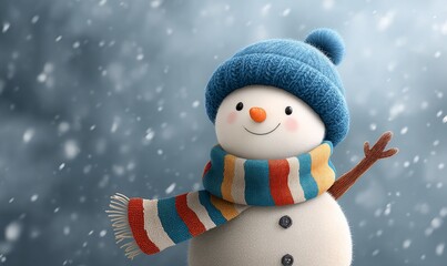 Cheerful Snowman in Winter Scene (1)