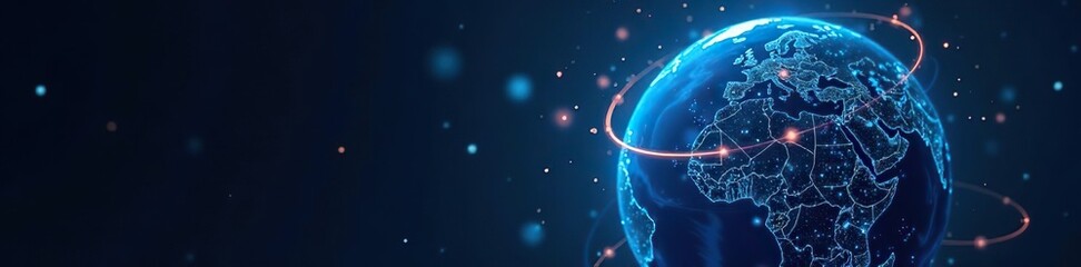 World globe surrounded by digital network lines representing global connectivity and communication, enhanced by generative AI technology,  globe,  digital