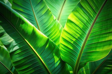 Double Exposure Banana Leaf Photography - Lush Green Tropical Foliage Close Up Image