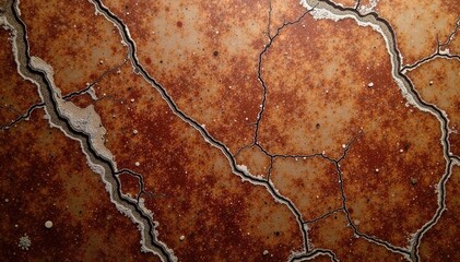 Worn brown marble with intricate veining and cracks,  surface,  background