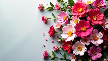 Wall covered in vibrant flowers, close-up shot,  background,  nature