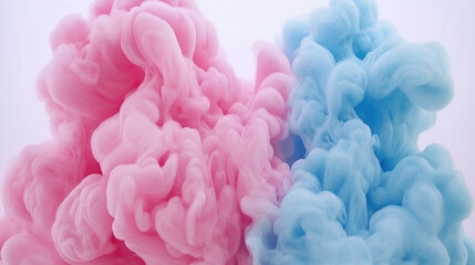 Fototapeta premium Vibrant pink and blue cloud-like swirls creating abstract fluid art