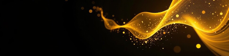 yellow swirling pattern on black background with yellow light accents,  vibrant,  digital art