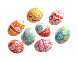 Colorful easter eggs decoration home festive isolated on transparent background, png