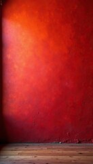 Warm red and orange tones cover the artistic studio wall, creating a vibrant and energetic background,  abstract,  interior