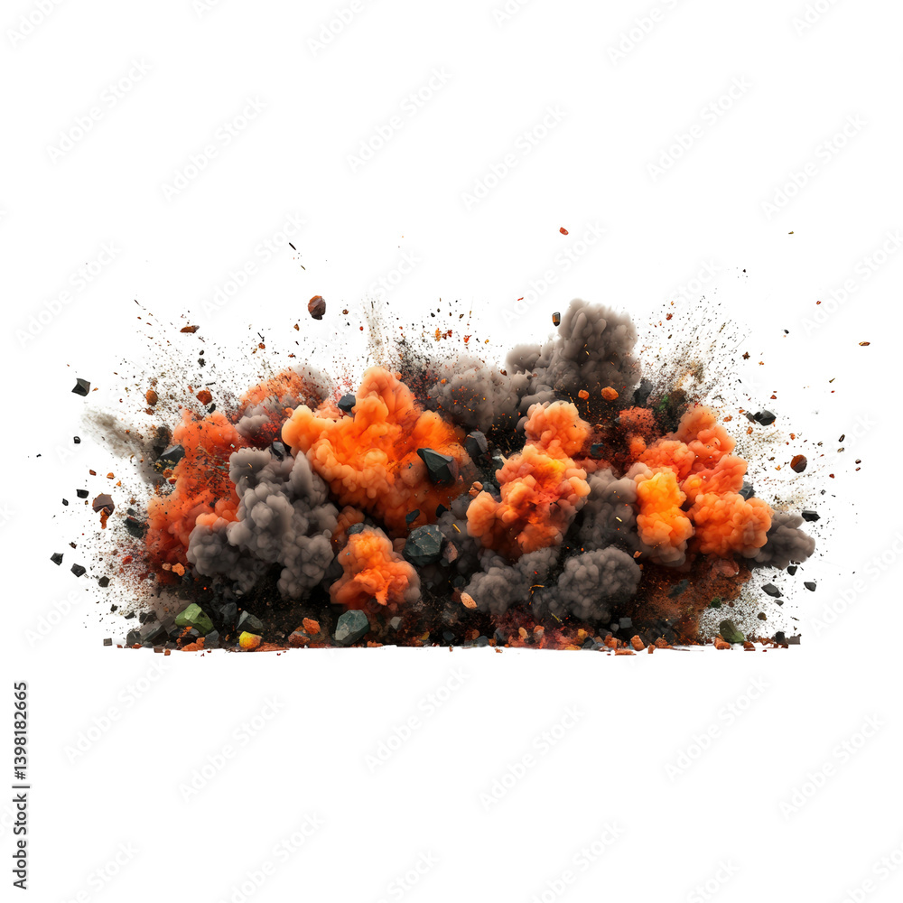 Poster dramatic cloud of orange and black smoke billowing into the air creating an intense and captivating 