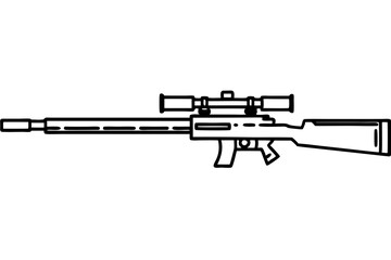 Detailed Tactical Sniper Rifle with Scope – Transparent Background for Military, Gaming, and Weapon Design vector