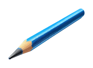 Artistic blue pencil focused isolated on transparent background, png