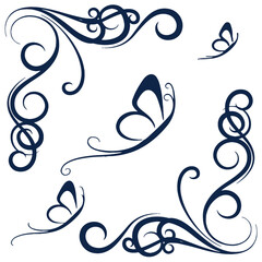 Fototapeta premium Set of Floral Corner Design Element