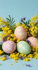 Vibrant Spring Easter Eggs with Flowers