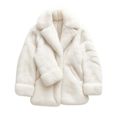 Elegant faux fur coat flat lay on fashion photography minimalist style studio setting