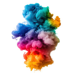 Fototapeta premium A vibrant cloud of colored smoke in a variety of shades spreading across the sky creating an artistic and dreamlike effect isolated on transparent background..