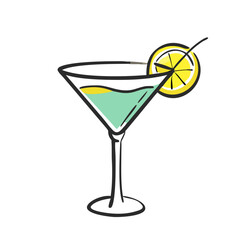 martini glass with lemon twist icon