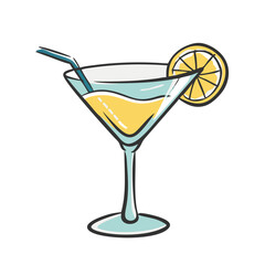 martini glass with lemon twist icon