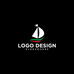 Minimalist Sailboat Logo Design on Black Background