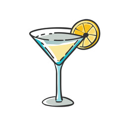 martini glass with lemon twist icon