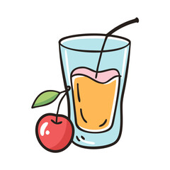 punch glass with cherry icon, punch glass with cherry vector illustration-simple illustration of punch glass with cherry, perfect for punch glass with cherry logos and icons