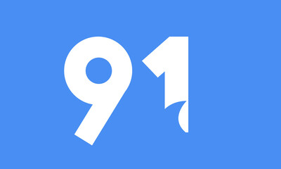 91 Shark logo number modern blue fresh
