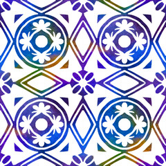 Abstract seamless pattern with watercolor drawing