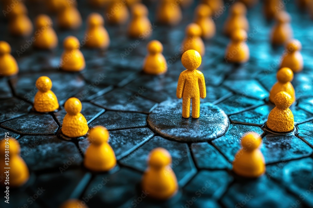 Aufkleber yellow figures representing teamwork and connection on a network background showcasing collaboration