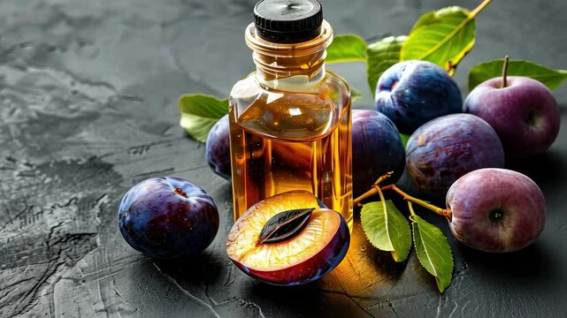 plum essential oil. Selective focus