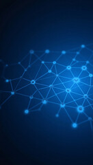 Fototapeta premium Abstract illustration of a network of interconnected points, forming a digital connection on a blue background