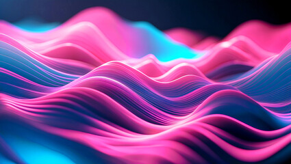 Fototapeta premium Glowing pink and blue abstract wave patterns
