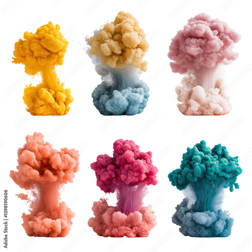 Poster vibrant colored smokes swirling together in a beautiful display of colorful patterns against a dark 