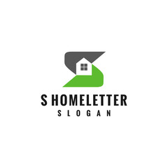 Modern Green And Grey Letter S Home Logo Design