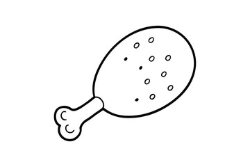 A black and white line art drawing of a fried chicken drumstick.eps