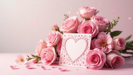 Lovely pink roses and a heartfelt message card, perfect for expressing tender emotions and celebrating love's special moments.