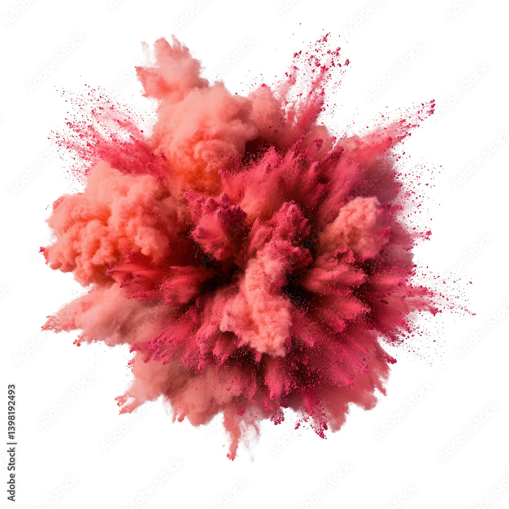 Poster a stunning pink powder explosion creating a colorful cloud of fine particles in a dramatic display o
