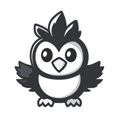 Fototapeta premium Cute cartoon penguin chick, white background, logo design