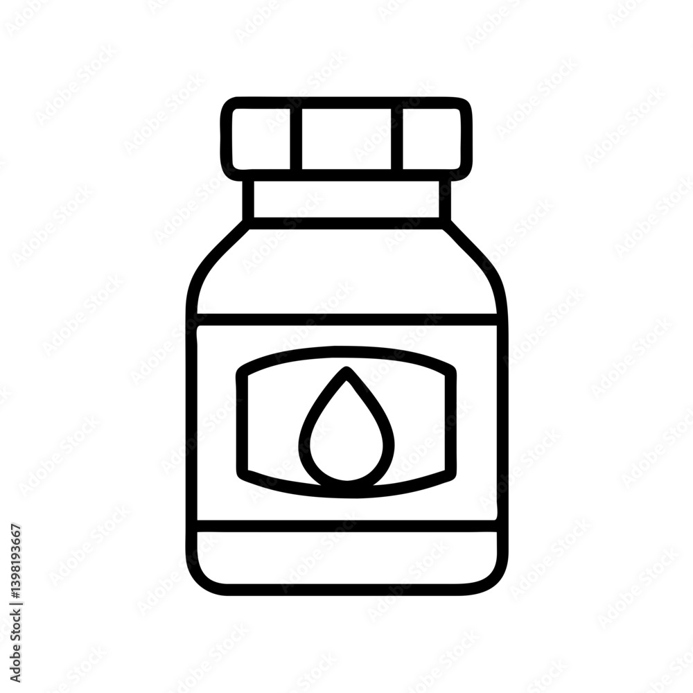 Poster ink bottle vector icon illustration for graphic design and web design elements art