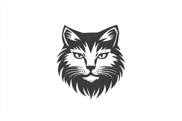 Obraz premium Majestic cat head, graphic design, white background, logo use.