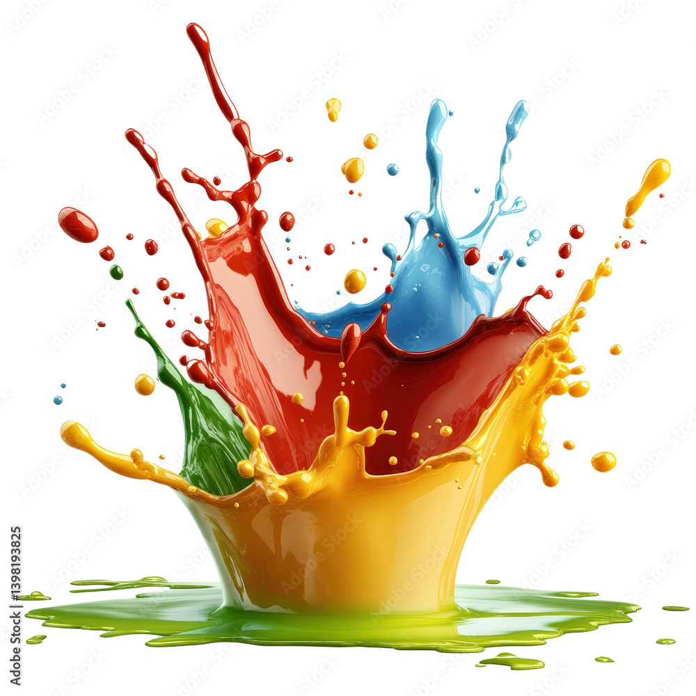 Aufkleber a vibrant splash of multicolored paint creating a dynamic artistic effect against a neutral backgrou