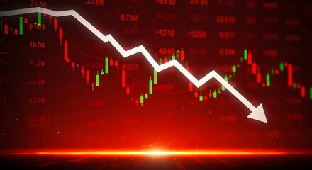 Obraz premium Gráfico de acciones de crisis económica que cae, concepto de bancarrota de dinero global empresarial