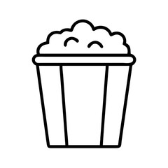 Outline popcorn bucket vector illustration for movie night snack and cinema food