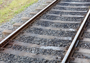 Naklejka premium The train tracks are old and rusty