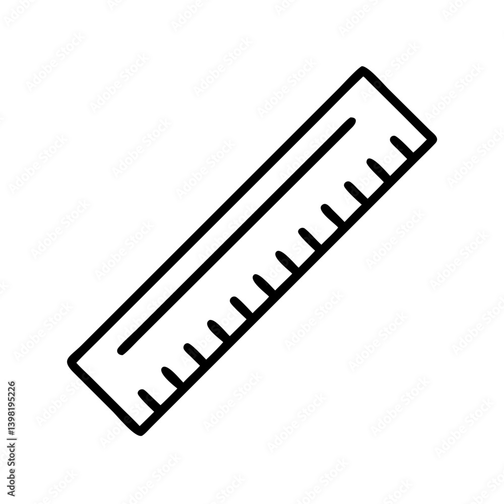 Poster ruler drawing vector illustration for measurement tool design and linear scale art