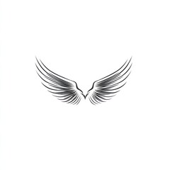 Fototapeta premium Black wings graphic design, white background, freedom concept, logo design.