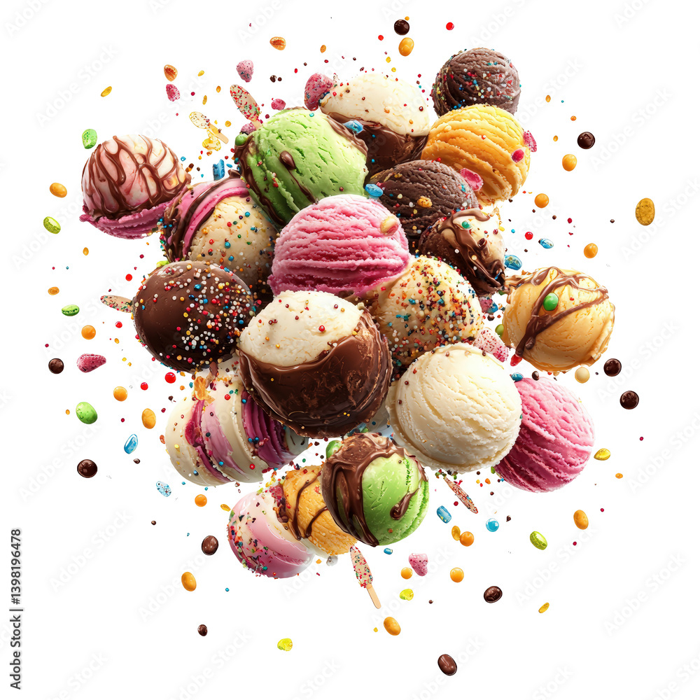 Aufkleber pile of various ice creams in different flavors and colors creating a delightful and tempting visual