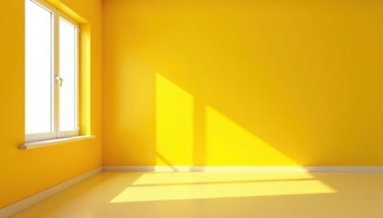 Yellow virtual empty room background with window for online presentations and zoom meetings,  banner image,  online presentations